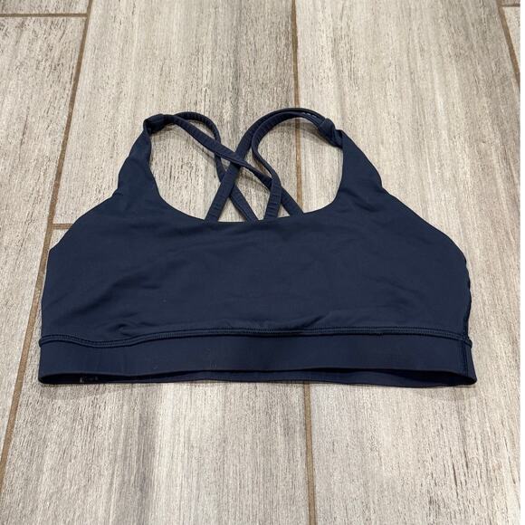 Lululemon Energy Bra Womens 8 Navy Crossback Workout Yoga Activewear Sporty - Picture 4 of 7